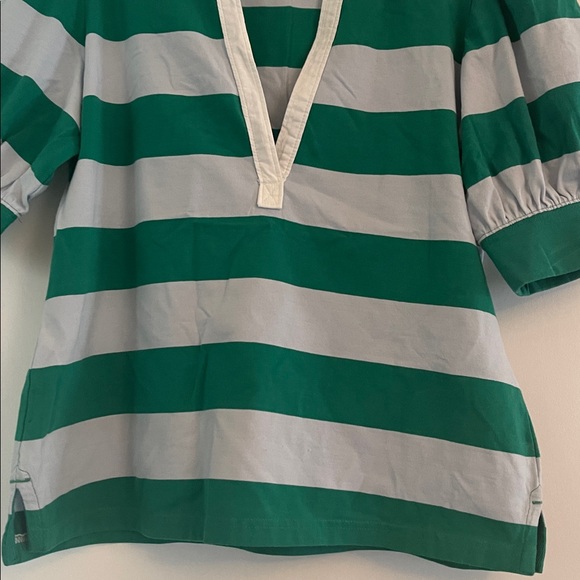 Anthropologie Maeve Green and Gray Striped Top - Picture 4 of 6